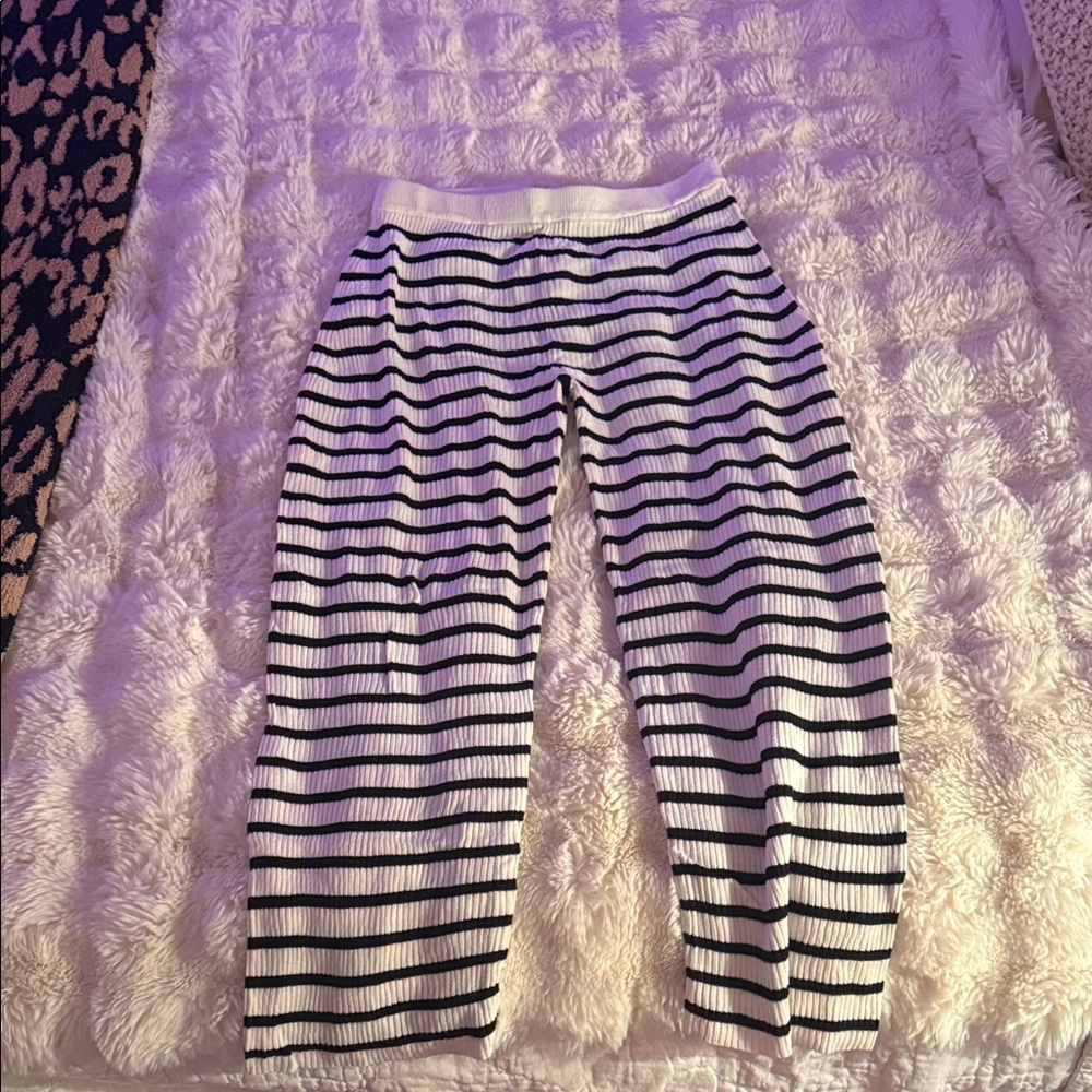 White Fox Boutique Black and White Striped Wide Leg Pants
